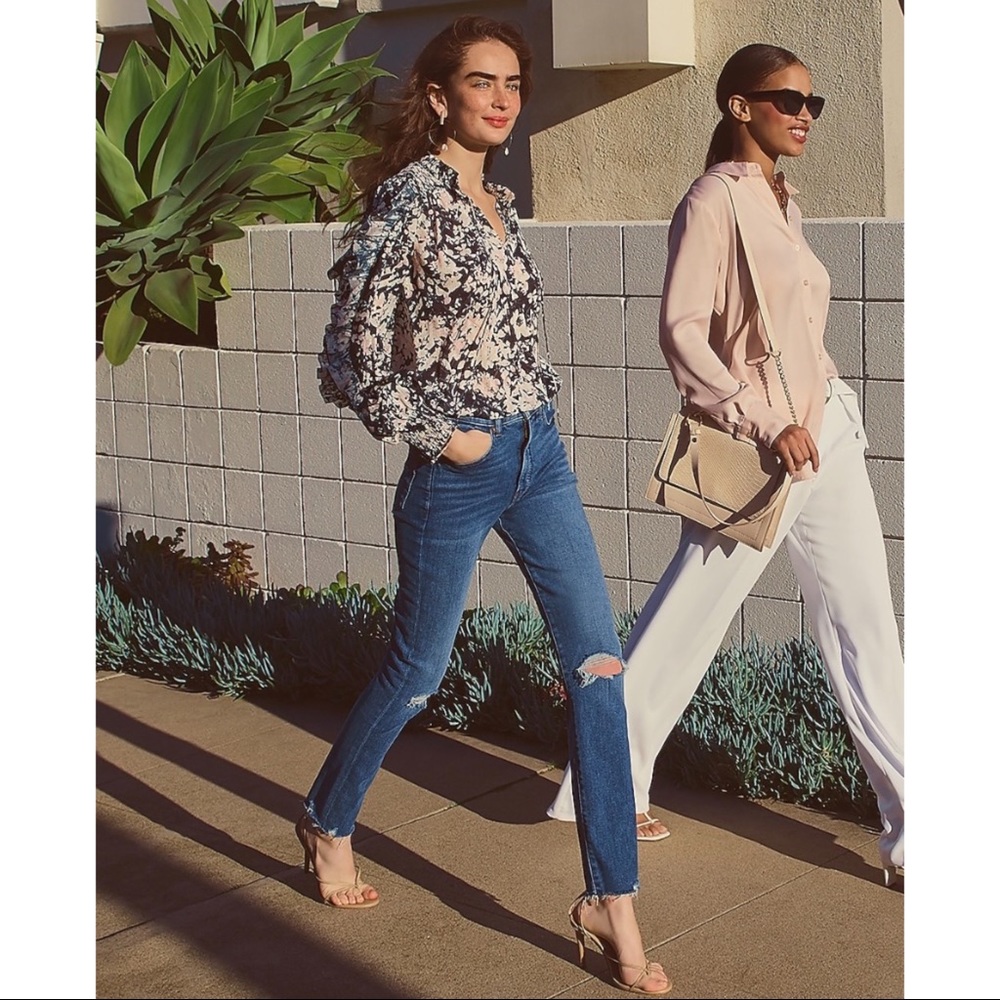 EXPRESS Metallic Floral Ruffle Top - Picture 16 of 16